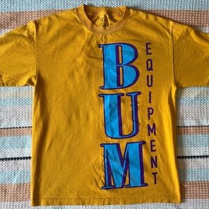 Men's fit medium gold B.U.M. Equipment shirt. #90s #B.U.M. #workout